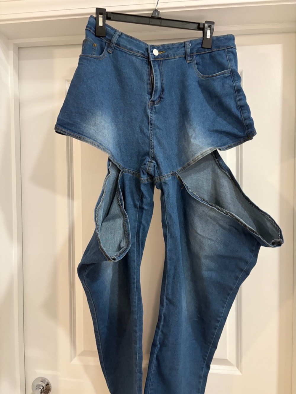 SHEIN Blue Cut-Out High-Waist Distressed Jeans